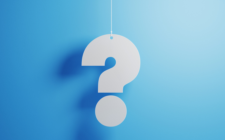 Question mark against a blue background